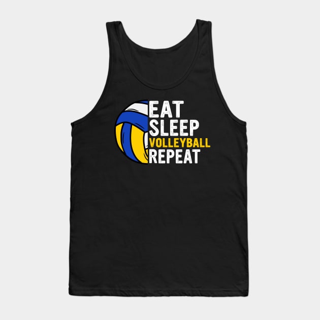 Eat Sleep Volleyball Repeat Funny Volleyball Players Boys Tank Top by MetalHoneyDesigns